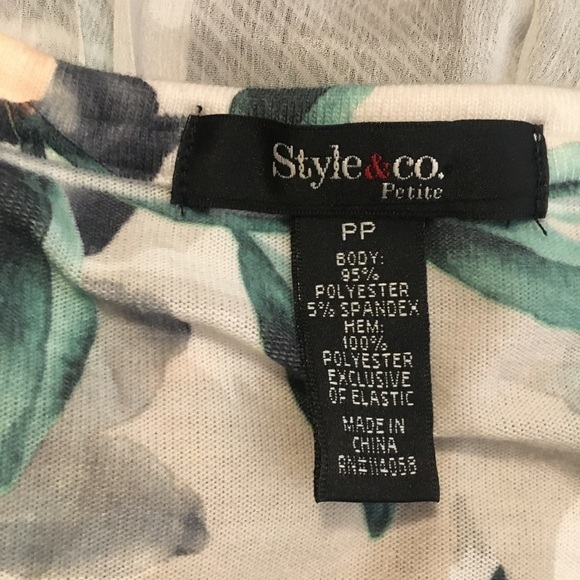 Style&Co sheer ruffle hem sparkly floral print top - Picture 7 of 7